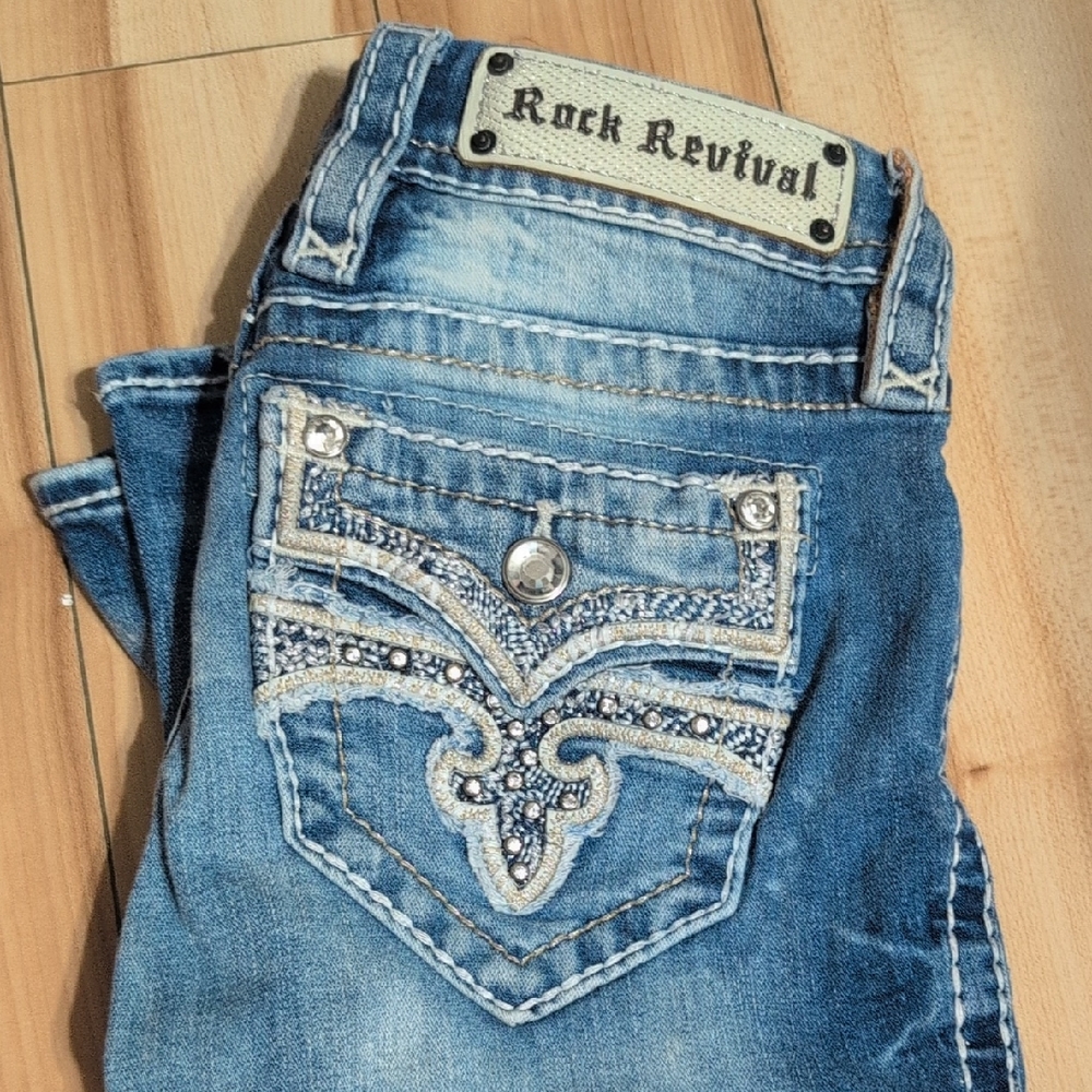 Rock Revival Women's Light Blue Embellished Jeans